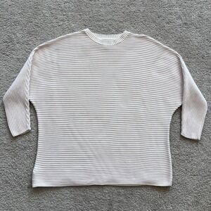 Barbour International Galvez Knit Sweater Womens 4 White Ribbed Dolman Sleeves